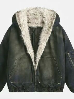 INFATION - Unisex Fashion Cropped Boxy Short Flight Jacket with Hood (NWT)